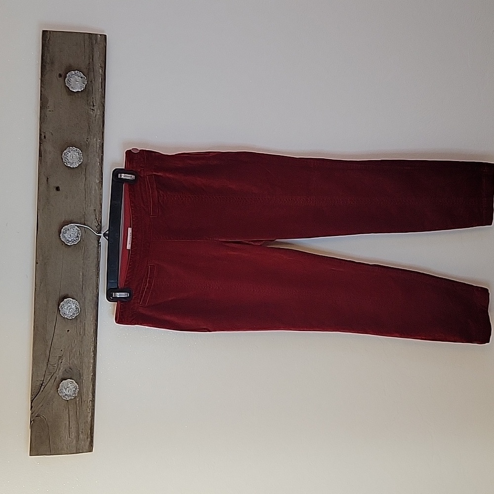 Anthropologie The Essential Red Velvet Trousers SZ 6